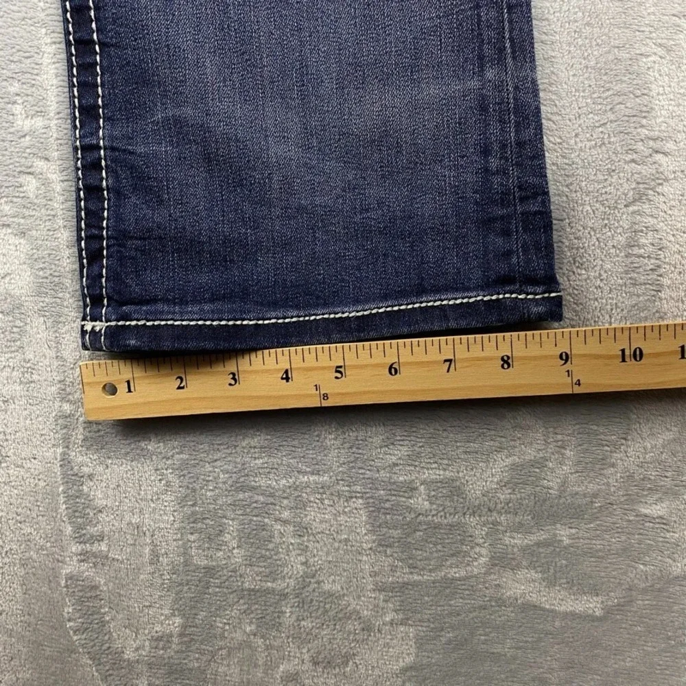 Miss Me Jeans Womens 28 Blue Signature Boot Flared Flap Pocket Dark Wash Denim - Picture 14 of 16